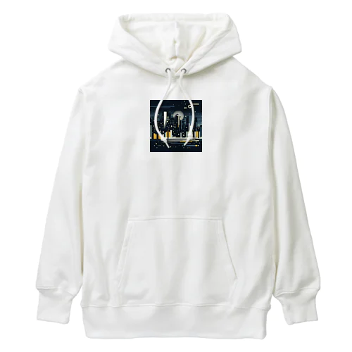 都会の夜景の抽象画 Heavyweight Hoodie