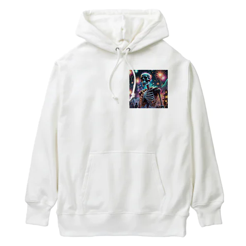 花火を楽しむ骸骨 Heavyweight Hoodie