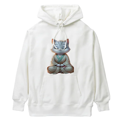 瞑想している猫菩薩 Heavyweight Hoodie