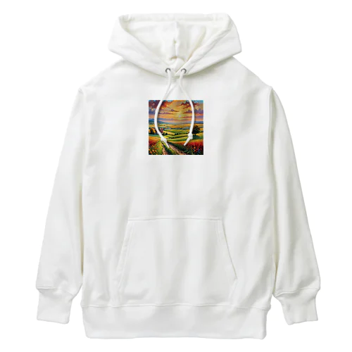 夕日に染まる田園風景 Heavyweight Hoodie