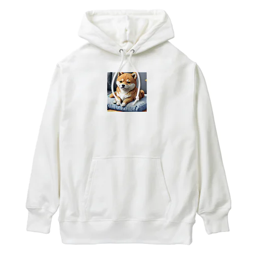 クッションの上でくつろぐ柴犬 Heavyweight Hoodie