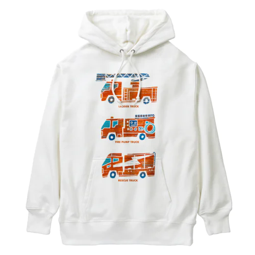 消防車（はしご車、ポンプ車、レスキュー車） Heavyweight Hoodie