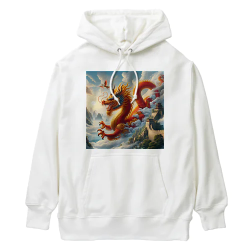 赤い　龍🐲　　万里の長城 Heavyweight Hoodie