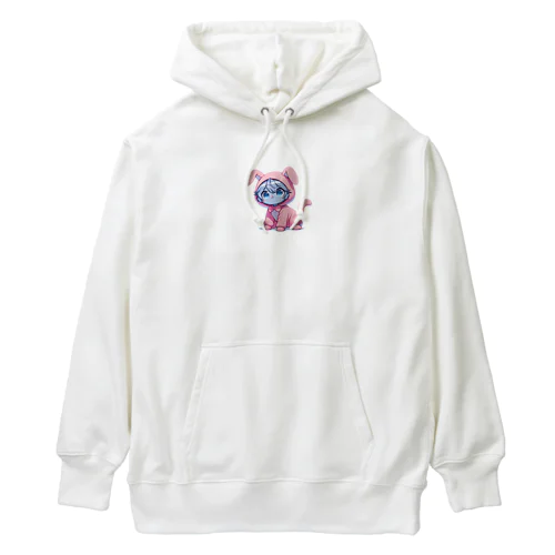 不思議がる着ぐるみネコ Heavyweight Hoodie