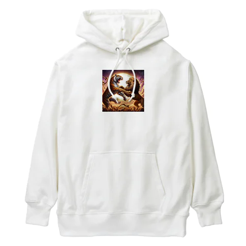 虎とオスライオンが闘う③ Heavyweight Hoodie