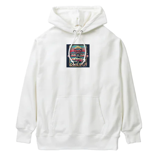 クラシックカーとレトロなダイナーのデザイン Heavyweight Hoodie