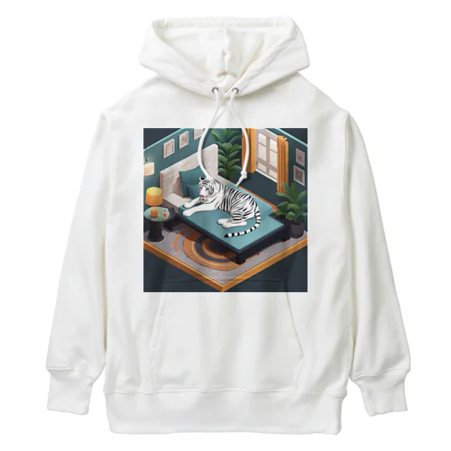 ホワイトタイガーのリラックスタイム Heavyweight Hoodie