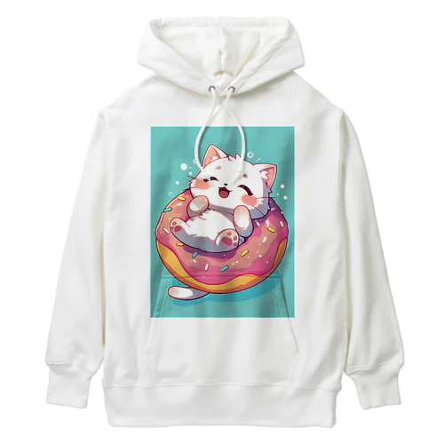 子猫ドーナツ浮輪楽む　　なでしこ1478 Heavyweight Hoodie