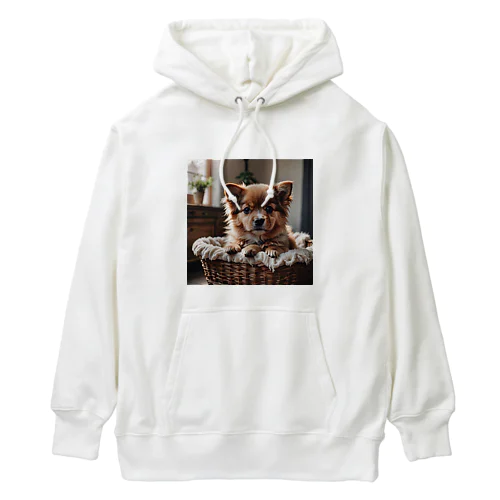 バスケットからのぞくワンちゃん Heavyweight Hoodie