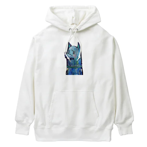 文句を言いたげなブルーな犬 Heavyweight Hoodie