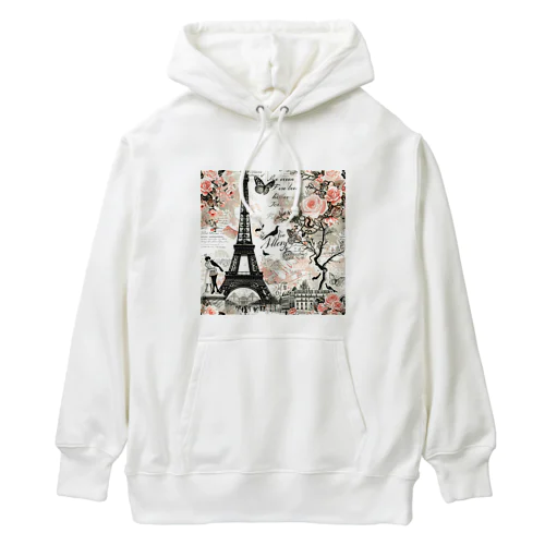 パリ　エッフェル塔　ラブレター　薔薇　蝶々　鳥　綺麗 Heavyweight Hoodie