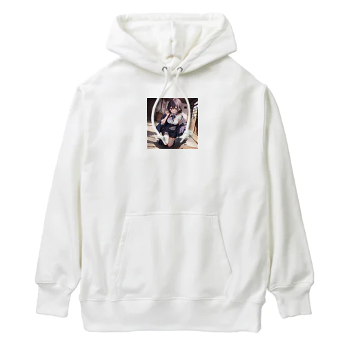 00181-Anime girl with purple hair and blue eyes Heavyweight Hoodie
