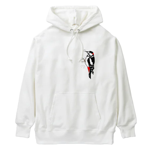 キツツキ はりついた Heavyweight Hoodie