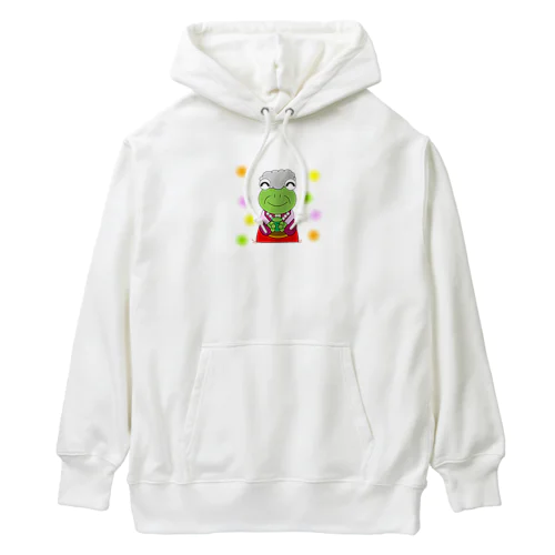 お茶を飲むかえるおばあちゃん Heavyweight Hoodie