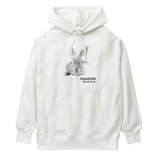 うさぎの休憩　USAGIZUKI　モノクロ Heavyweight Hoodie