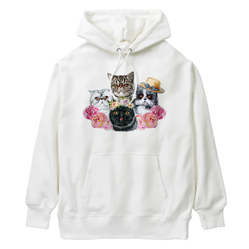 仲良し！ぺちゃかわ猫ちゃんたちのバカンス。 Heavyweight Hoodie