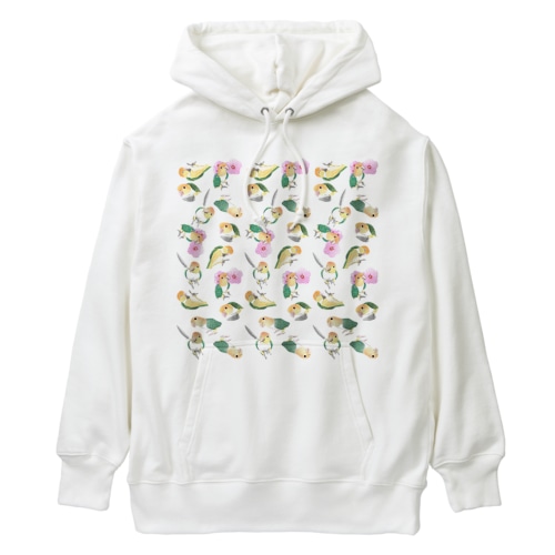 たっぷりシロハラインコちゃん【まめるりはことり】 Heavyweight Hoodie