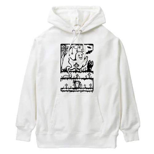 おばけちゃんばぁ!(Boo!ゴースト)墓地で練習中-らくがきシリーズ Heavyweight Hoodie