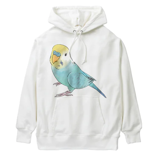 見上げるセキセイインコちゃん【まめるりはことり】 Heavyweight Hoodie