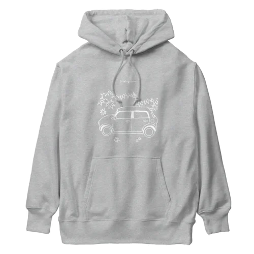 Driving Now(もみじ)白 Heavyweight Hoodie