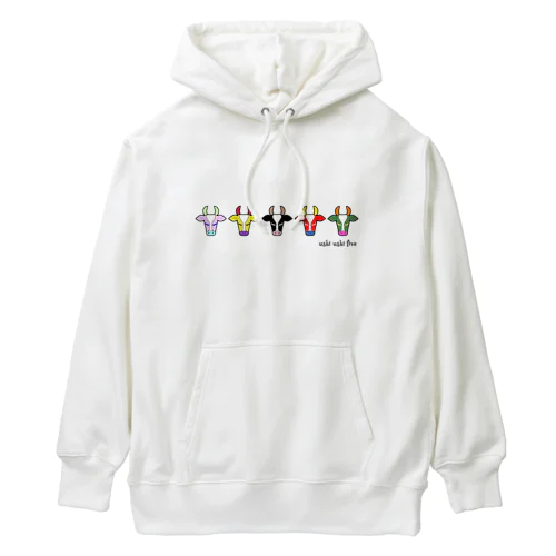 ウシウシファイブ／白 Heavyweight Hoodie