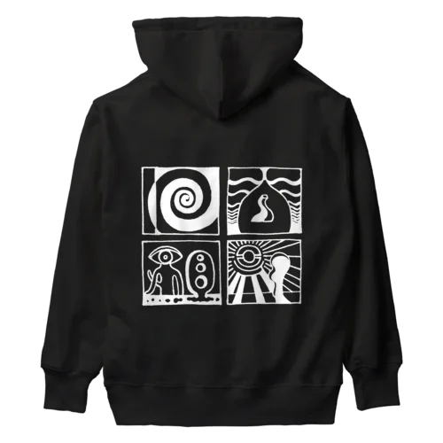 太陽の眼 文字絵SP(白/前・背面) Heavyweight Hoodie