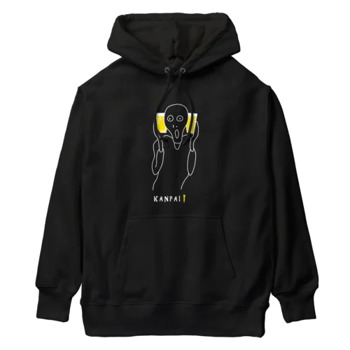 名画 × BEER（ムンクの叫び）白線画 Heavyweight Hoodie