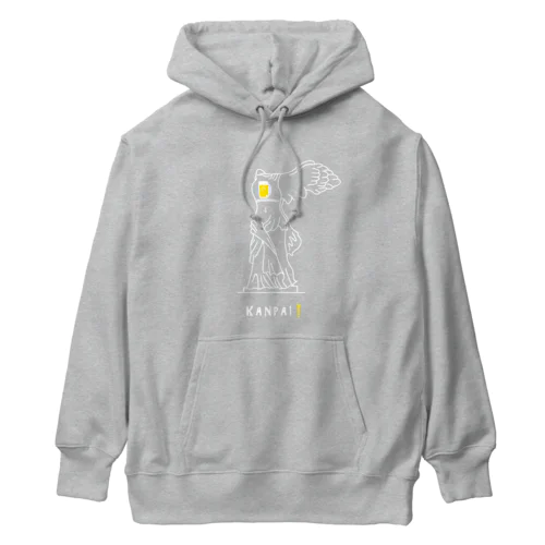 彫刻 × BEER（サモトラケのニケ）白線画 Heavyweight Hoodie