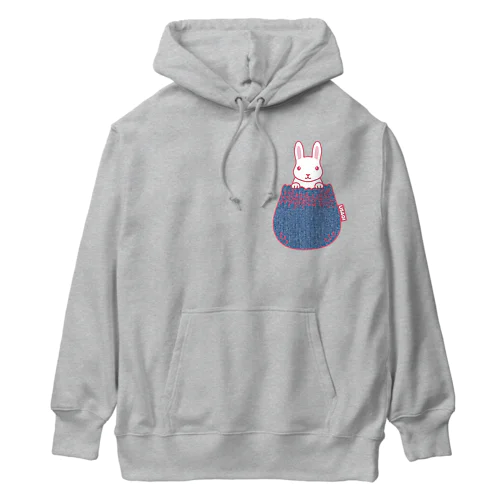 デニムシャーリングポケットから白ウサギ Heavyweight Hoodie