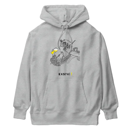 名画 × BEER（ミュシャ）黒線画 Heavyweight Hoodie