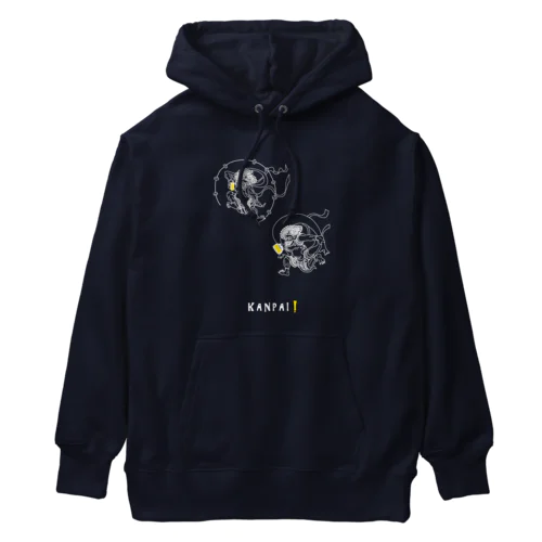 名画 × BEER（風神雷神）白線画 Heavyweight Hoodie