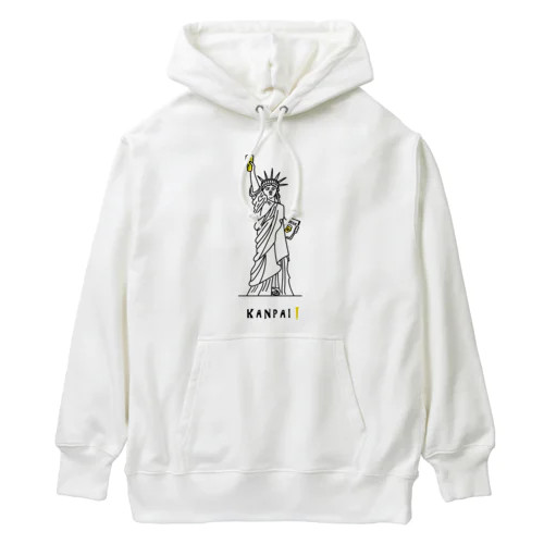 彫刻 × BEER（自由の女神）黒線画 Heavyweight Hoodie