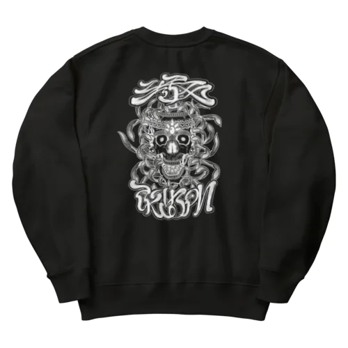 Y'sレターロゴ Skull (White Print) Heavyweight Crew Neck Sweatshirt