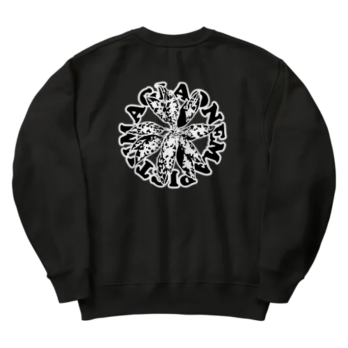 【サークルロゴ2】AGLAONEMA PICTUM　モノクロ（アグラオネマピクタム）WHITE Heavyweight Crew Neck Sweatshirt