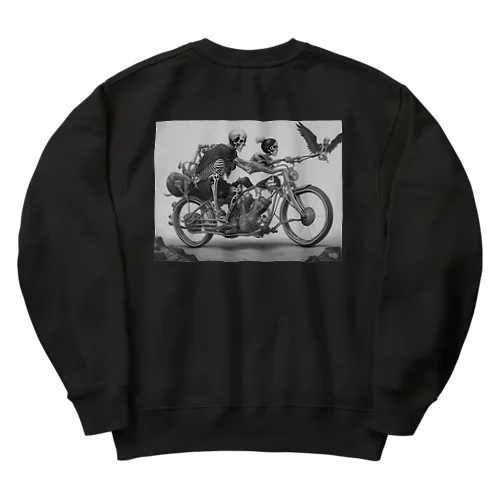 バイクとドクロ（黒メイン） Heavyweight Crew Neck Sweatshirt