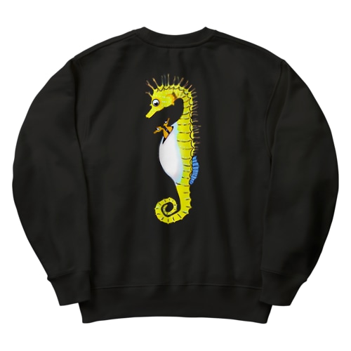タツノオトシゴさんはイクメンです　バックプリントバージョン Heavyweight Crew Neck Sweatshirt