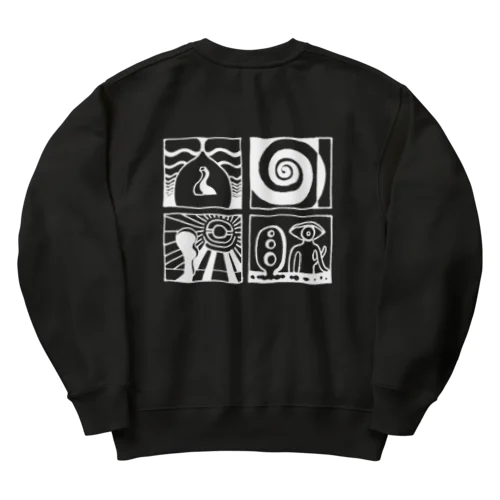 太陽の眼 文字絵(白/背面) Heavyweight Crew Neck Sweatshirt