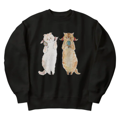 ツインテールにゃんこ Heavyweight Crew Neck Sweatshirt