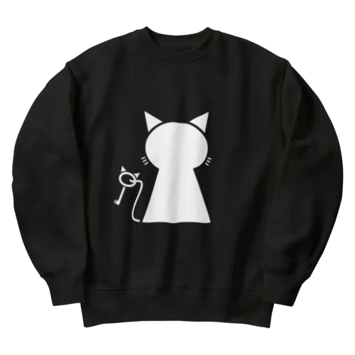 鍵穴っぽい猫 (白猫) Heavyweight Crew Neck Sweatshirt