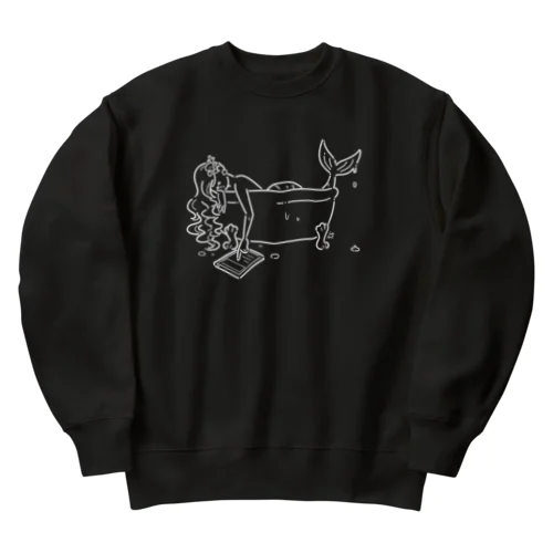 浴室でタブレットを使う人魚【しろ】 Heavyweight Crew Neck Sweatshirt