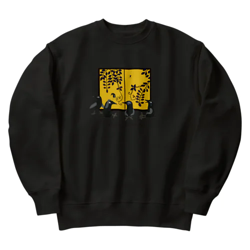 金屏風の前 カラスの戯言 Heavyweight Crew Neck Sweatshirt