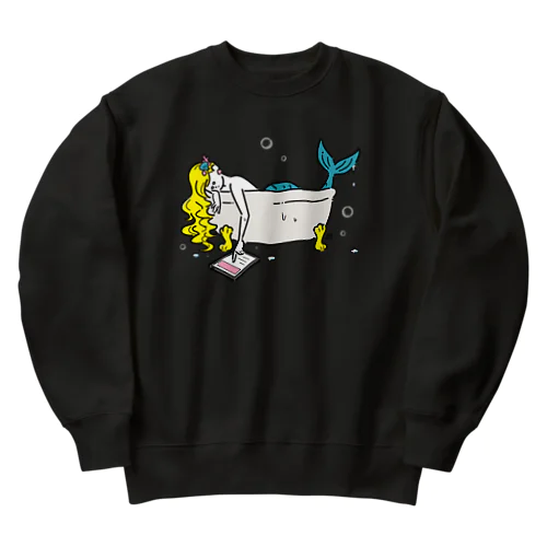 浴室でタブレットを使う人魚【パツキン】 Heavyweight Crew Neck Sweatshirt