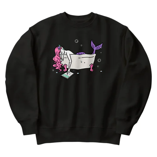 浴室でタブレットを使う人魚【ピンク】 Heavyweight Crew Neck Sweatshirt