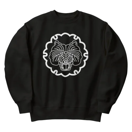 動物家紋。H.T.雪輪にトラ　ホワイト Heavyweight Crew Neck Sweatshirt