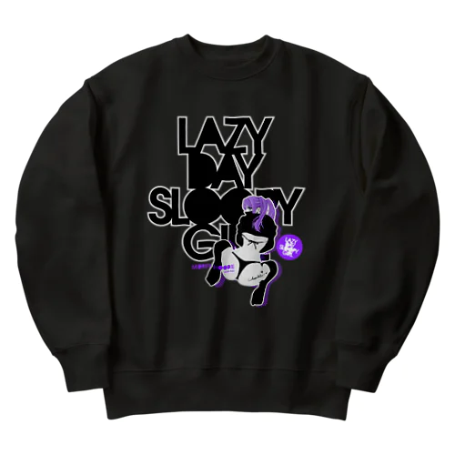 LAZY DAY SLOOPY GIRL 0574 ブラックフーディー女子 エロポップ ロゴ Heavyweight Crew Neck Sweatshirt