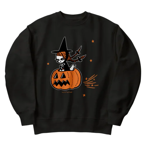 The Pumpkin Riding Witch Heavyweight Crew Neck Sweatshirt