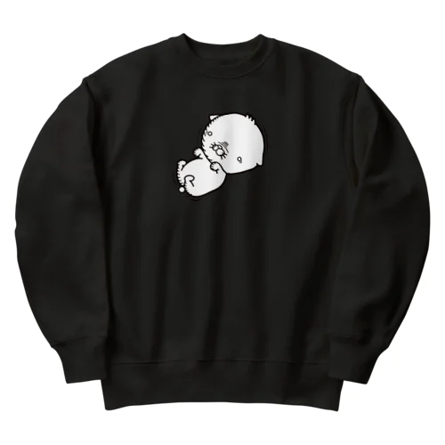 震えるネコ【白】 Heavyweight Crew Neck Sweatshirt