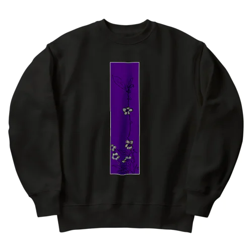 和柄　花模様　紫 Heavyweight Crew Neck Sweatshirt