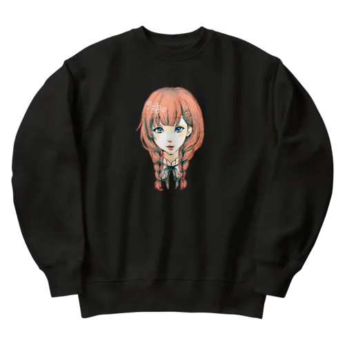 三つ編み女の子 Heavyweight Crew Neck Sweatshirt