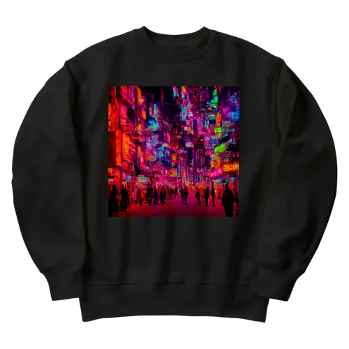 Neon Night City Heavyweight Crew Neck Sweatshirt